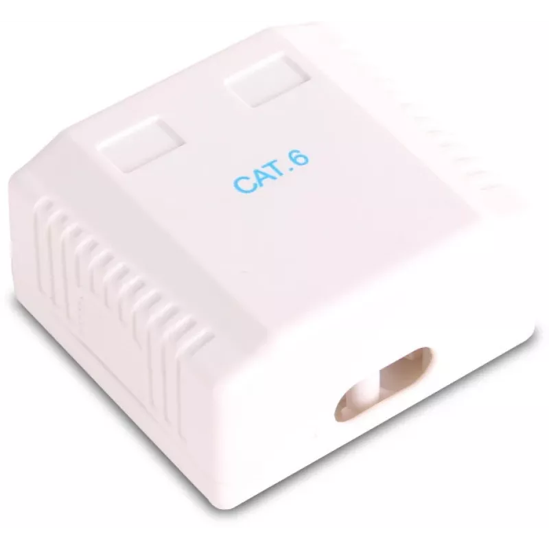 GETFORT GF-2G6FTP Shielded Surface-Mount Network Outlet, 2x RJ45, Cat6 FTP, White