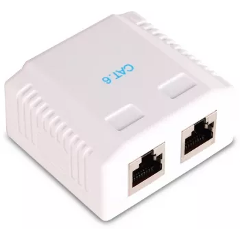 GETFORT GF-2G6FTP Shielded Surface-Mount Network Outlet, 2x RJ45, Cat6 FTP, White