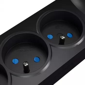 GETFORT Surge Protector Power Strip 5P-1.5M-B-USB, 5 Outlets, 2 USB, 1.5m, Black