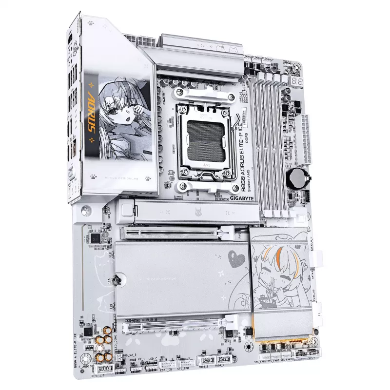 GIGABYTE B850 AORUS ELITE-P ICE AM5 ATX Motherboard, 4xDDR5, PCIe 5.0, 2.5GbE, Wi-Fi 6E, White