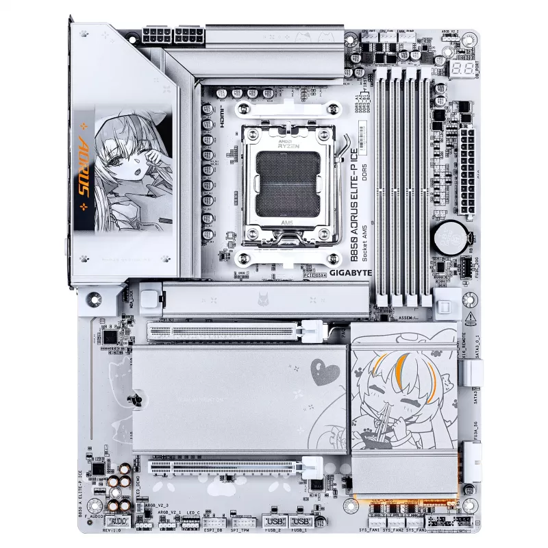 GIGABYTE B850 AORUS ELITE-P ICE AM5 ATX Motherboard, 4xDDR5, PCIe 5.0, 2.5GbE, Wi-Fi 6E, White