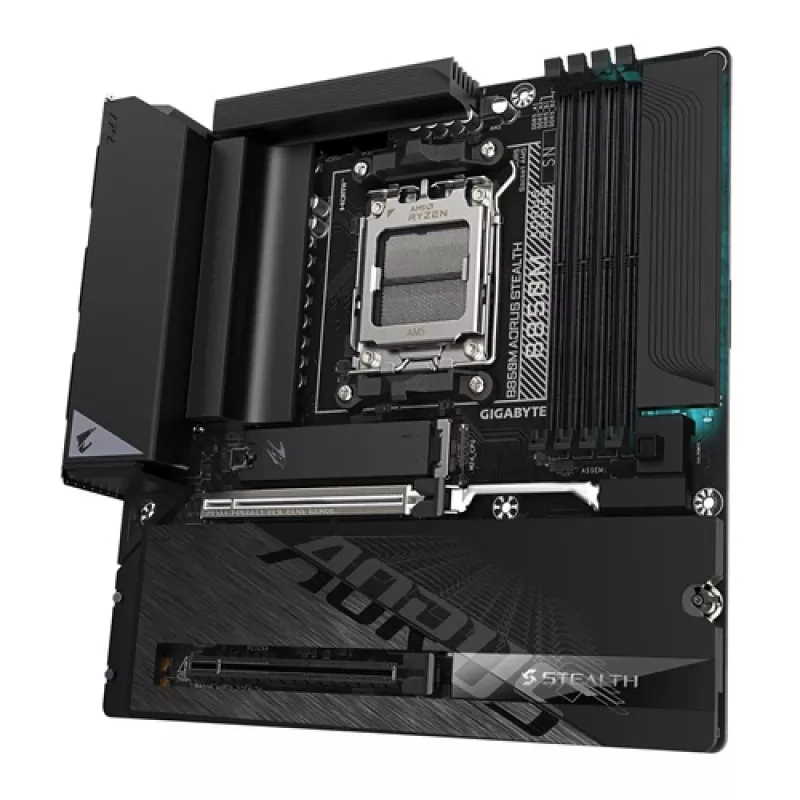GIGABYTE B850M AORUS STEALTH AM5 Micro-ATX Motherboard, DDR5, 2.5GbE, Wi-Fi 6E, 3x M.2