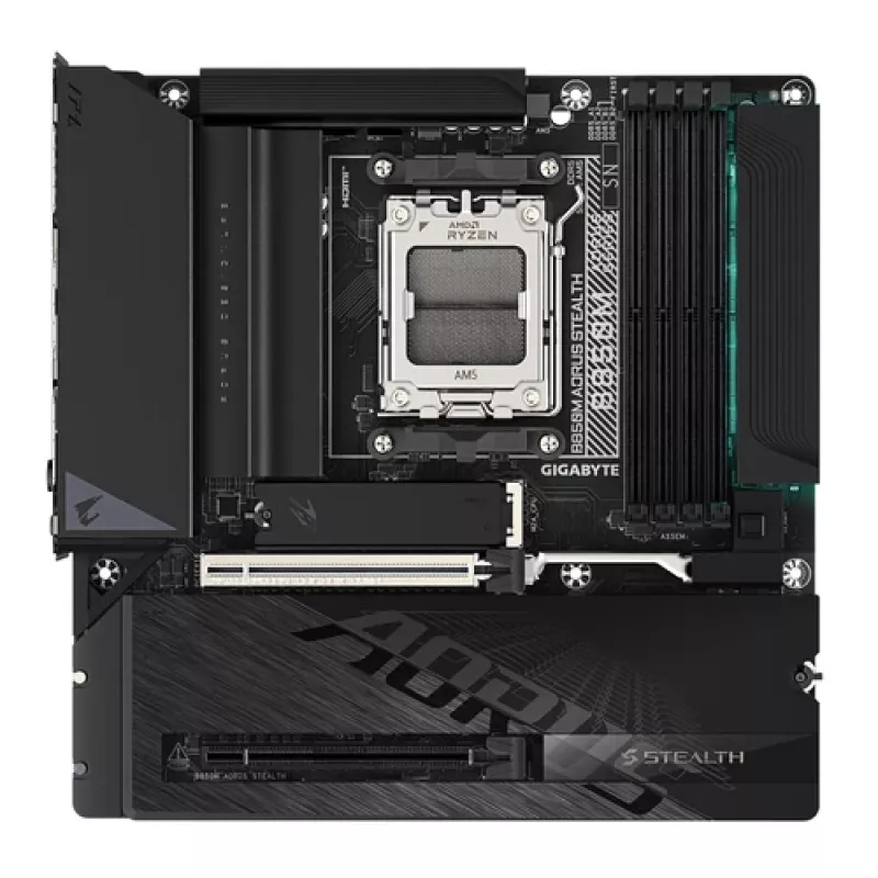 GIGABYTE B850M AORUS STEALTH AM5 Micro-ATX Motherboard, DDR5, 2.5GbE, Wi-Fi 6E, 3x M.2