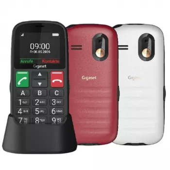 Gigaset GL30 Black Dual SIM Feature Phone with SOS Emergency Button, 2.8 inch Display, Charging Cradle