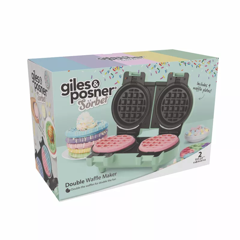 Giles & Posner EK5922GSGRVDE Double Waffle Maker - 1200W, Non-Stick, Black/Silver