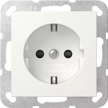 Gira 418327 SCHUKO Socket Outlet with SafetyPlus, Screw Terminals, System 55, Pure White Matt