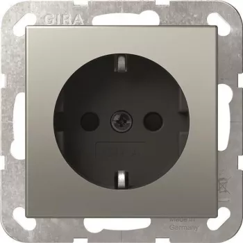 Gira 4188600 SCHUKO System 55 Stainless Steel Socket Outlet Insert