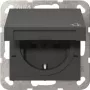 Gira 441428 SCHUKO Socket Outlet with Hinged Cover and Safety Plus, System 55, Anthracite