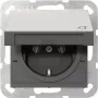 Gira 4454600 SCHUKO Socket Outlet with Hinged Cover, System 55, Stainless Steel