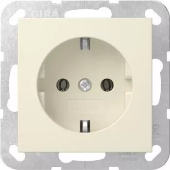 Gira 446601 SCHUKO Socket Outlet Flush-Mounted Without Claws System 55 Cream White Glossy