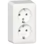 GIRA 478013 2-Gang SCHUKO Socket Outlet with Mounting Plate, Surface-Mounted, Pure White