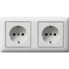 GIRA 479304 SCHUKO 2-Gang Pre-Wired Socket Outlet with Frame, Pure White