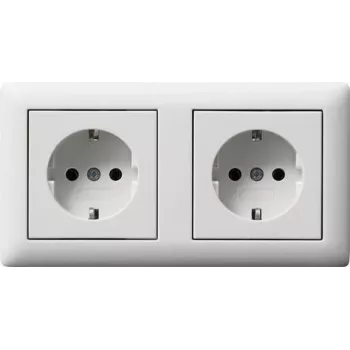 GIRA 479304 SCHUKO 2-Gang Pre-Wired Socket Outlet with Frame, Pure White