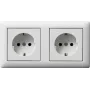 GIRA 479304 SCHUKO 2-Gang Pre-Wired Socket Outlet with Frame, Pure White