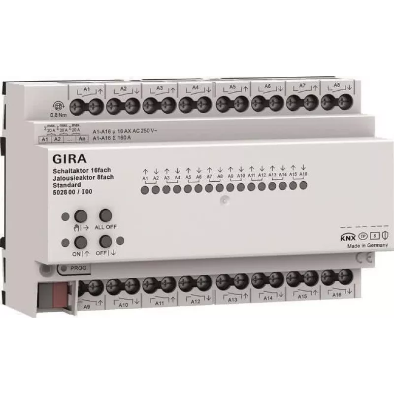 Gira KNX Switching and Blind/Shutter Actuator 16/8-Fold 16 A REG Plus with KNX Secure 502800