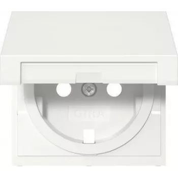 Gira SCHUKO Socket Outlet with Hinged Cover, Pure White, Model 492227