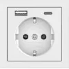 Gira SCHUKO Socket Outlet with USB Power Supply, 2x USB-A 5V 2.1A, Flush-Mounted, Pure White Glossy 245970