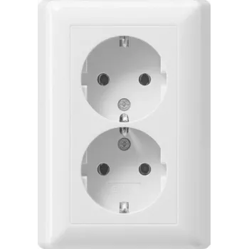 Gira Standard 55 Double SCHUKO Socket Outlet, Pure White, Push-in Terminals, Without Claws 078803