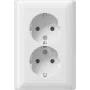 Gira Standard 55 Double SCHUKO Socket Outlet, Pure White, Push-in Terminals, Without Claws 078803
