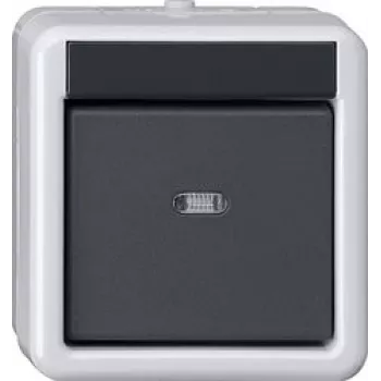 Gira System 55 Rocker Switch Cover, Anthracite Matt, Light/Off Symbol, Clip-on, Thermoplastic, Halogen-free, UV-resistant 515230