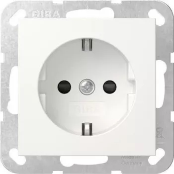 Gira System 55 SCHUKO Socket Outlet, Flush-Mounted, Pure White Matt, 16 A, 250 V, with Enhanced Contact Protection 475527