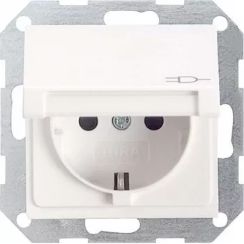 Gira System 55 Schuko Socket Outlet Insert, Pure White Glossy, 16 A, 250 V, Screw Terminals, Flush-Mounted 045403