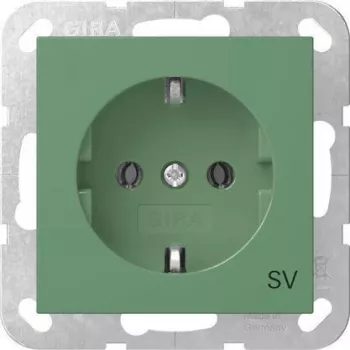 Gira System 55 SCHUKO Socket Outlet Insert with Increased Touch Protection, Green 4188107