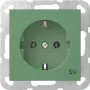 Gira System 55 SCHUKO Socket Outlet Insert with Increased Touch Protection, Green 4188107