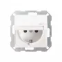 Gira System 55 Schuko Socket Outlet with Hinged Cover, Pure White Silk Matt 045427