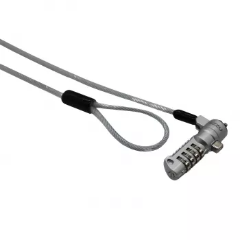 GIZZU 1.8m Nano Combination Lock Security Cable - 4-Digit Resettable, Braided Steel, for Kensington Nano Slot Devices (Black/Silver)
