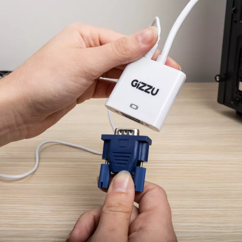 Gizzu 1080P HDMI to VGA Adapter with Audio - Black
