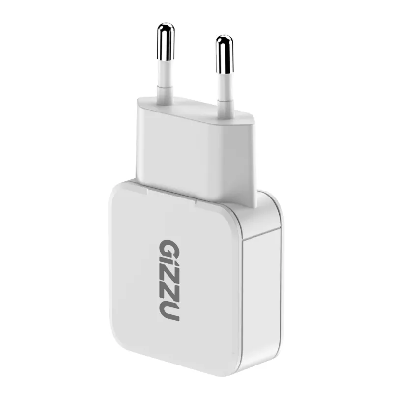 Gizzu 2-Port 30W GaN Wall Charger USB-C PD + USB-A QC White