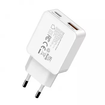 Gizzu 2-Port 45W GaN Wall Charger USB-C PD & USB-A QC White