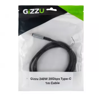GIZZU 240W 20Gbps USB-C to USB-C Cable 2m Black