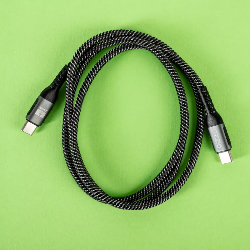 GIZZU 240W 480Mbps USB-C to USB-C Braided Cable 1m Black