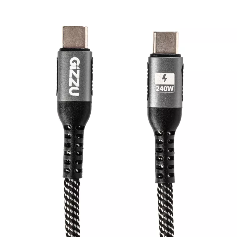 GIZZU 240W 480Mbps USB-C to USB-C Braided Cable 1m Black