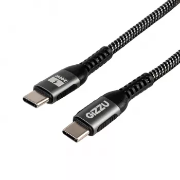 GIZZU 240W 480Mbps USB-C to USB-C Braided Cable 1m Black
