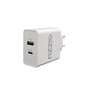 GIZZU 36W USB-C PD & QC3.0 Dual Port Wall Charger - White