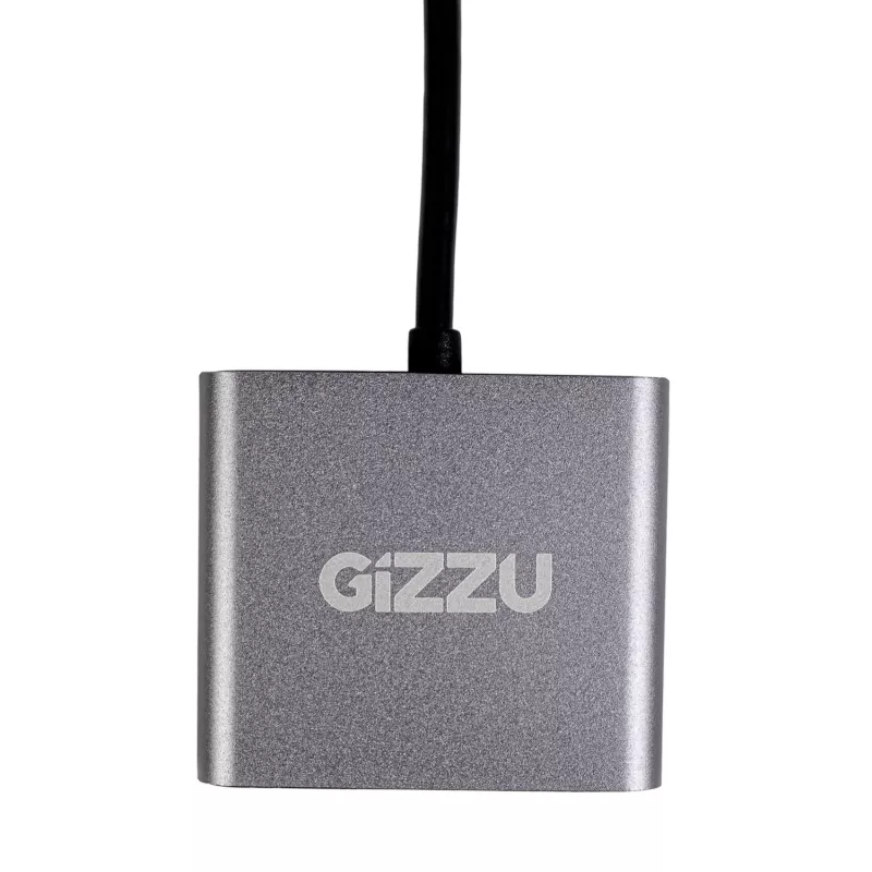 Gizzu 4-in-1 Type-C to Dual HDMI Hub USB-C Multiport Adapter with Dual 4K HDMI, USB 3.0, 100W PD, MST, Space Grey