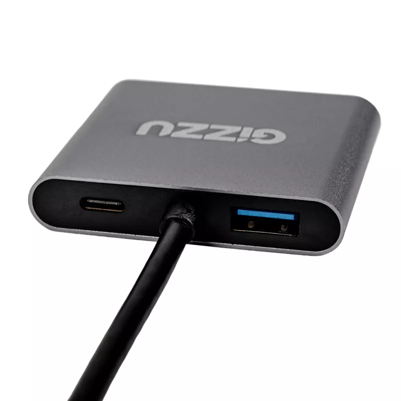 Gizzu 4-in-1 Type-C to Dual HDMI Hub USB-C Multiport Adapter with Dual 4K HDMI, USB 3.0, 100W PD, MST, Space Grey