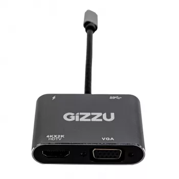 Gizzu 4-in-1 USB-C to HDMI/VGA/USB 3.0 Hub - Space Grey