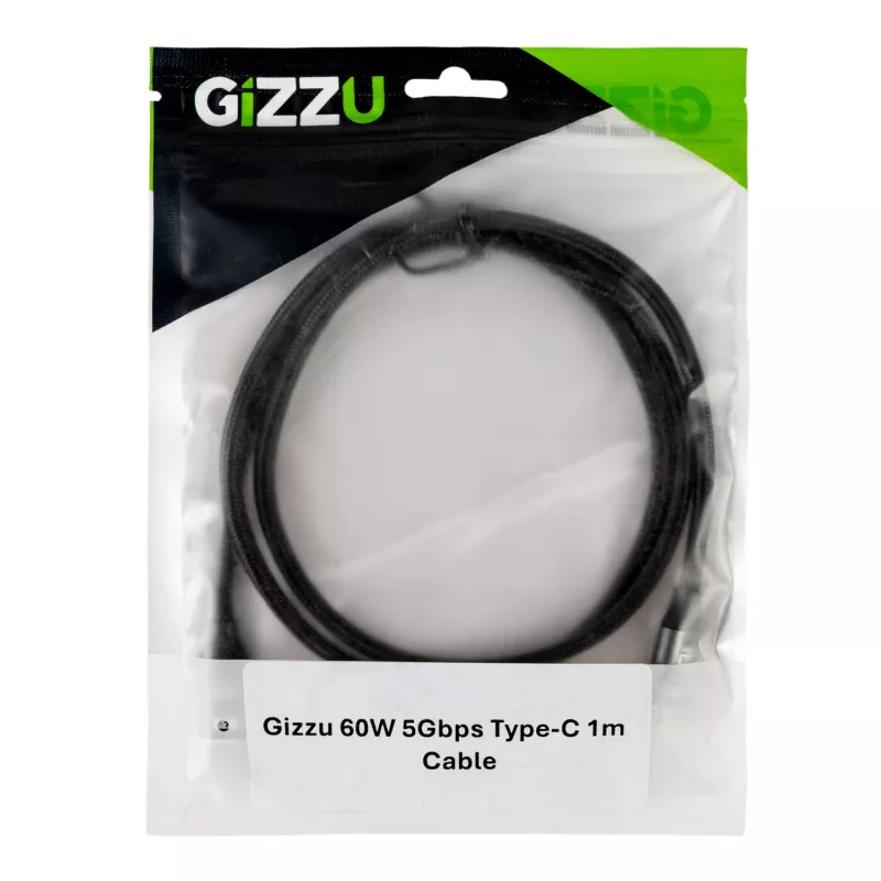 GIZZU 60W 5Gbps USB-C to USB-C Cable 2m Black