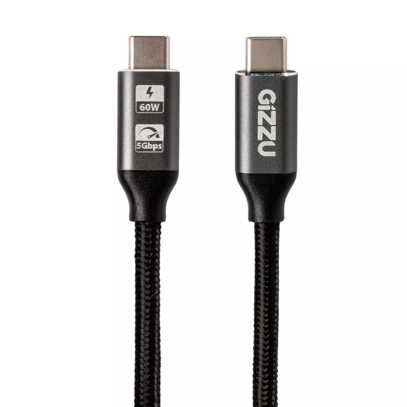 GIZZU 60W 5Gbps USB-C to USB-C Cable 2m Black