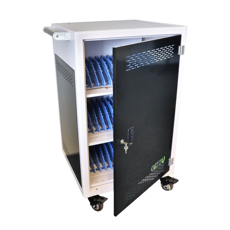 Gizzu GCT36AC 36-Bay AC Charging Trolley – Lockable Steel Cart with Surge Protection & Cooling Fan