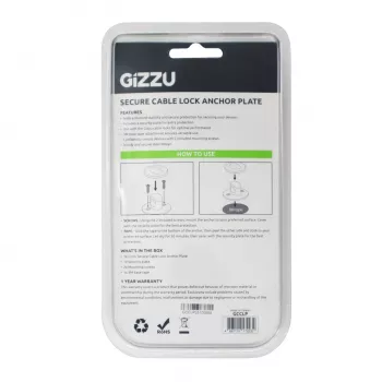 GIZZU Laptop Lock Plate - Universal Security Anchor for Kensington Locks, Adhesive Zinc Alloy, Silver