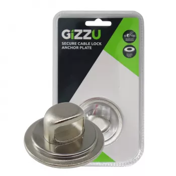 GIZZU Laptop Lock Plate - Universal Security Anchor for Kensington Locks, Adhesive Zinc Alloy, Silver