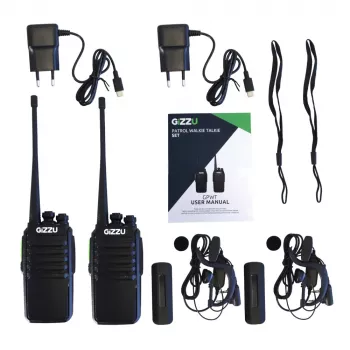 Gizzu Patrol Walkie Talkie Set PMR446 8-Channel Two-Way Radio with VOX, Scan, Flashlight – Black/Orange (2 Pack)