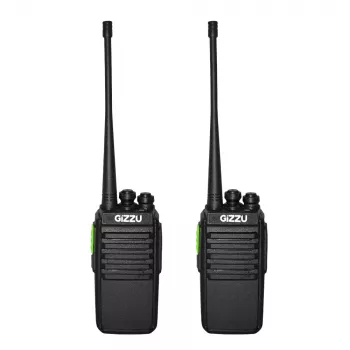 Gizzu Patrol Walkie Talkie Set PMR446 8-Channel Two-Way Radio with VOX, Scan, Flashlight – Black/Orange (2 Pack)