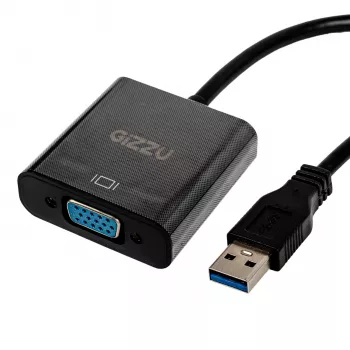 Gizzu USB 3.0 to VGA Adapter – Full HD 1080p External Video Converter, USB-A Male to VGA Female, Bus-Powered, Black
