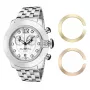 GLAM ROCK Women's Miami Beach Chronograph Watch GR32154 - 44mm Stainless Steel Case, White Silicone Band, Swiss Quartz Movement